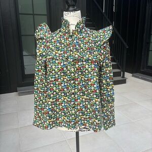 🌸 Tuckernuck Floral Ruffle Blouse – XS 🌸